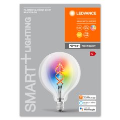 LED žiarovka E27 G125 4,5W = 30W 2700K Warm RGB 300lm 300° Filament LEDVANCE SMART+ WIFI Dimmable
