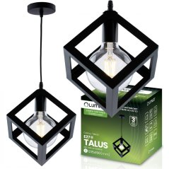 Závesná stropná lampa geometrická štvorcová LED E27 TALUS čierna LUMILED