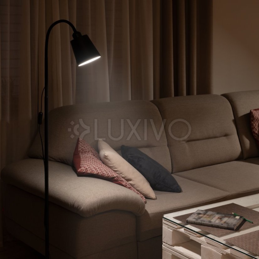 Lampa stojaca podlahová stolová LED E27 čierna s reguláciou výšky Kalso Lumiled