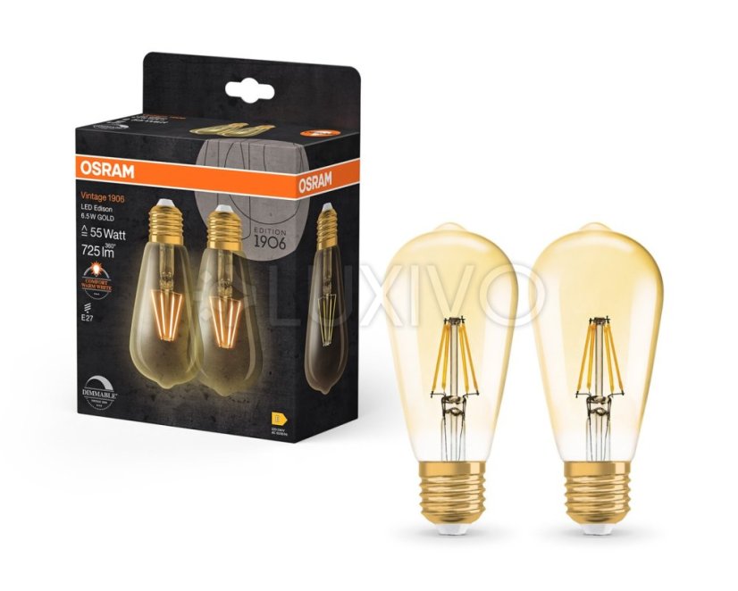 LED žiarovka E27 6,5W 725lm 2400K Warm OSRAM Vintage 1906 Stmievateľná