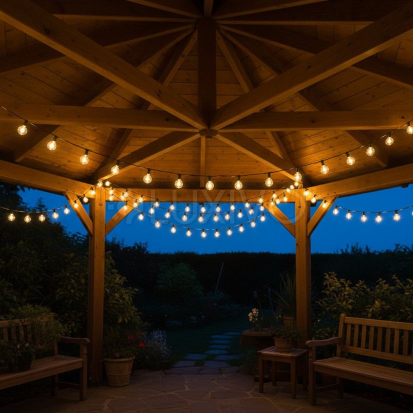 Solárna záhradná girlanda 30x LED dekoračné guličky 15, 05m 2700K teplá biela + diaľkové Lumiled