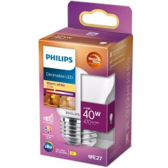 LED žiarovka Ball E27 P45 3,4W = 40W 470lm 2700 Warm Filament Milky PHILIPS Dimmable