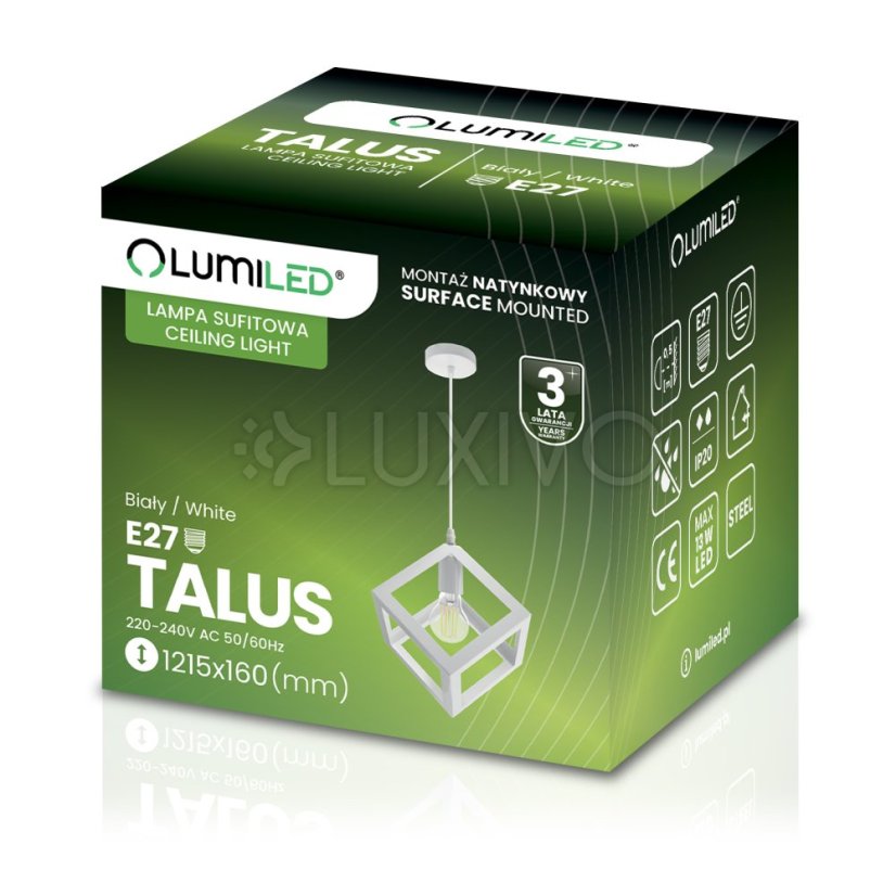 TALUS geometrické štvorcové závesné svietidlo ZWIS pre LED biela 1x E27 LUMILED