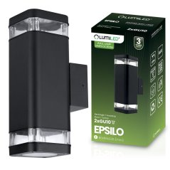 Vonkajšia záhradná lampa fasádna nástenná lampa 2x GU10 LED IP54 Upstairs Downstairs EPSILO LUMILED
