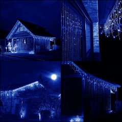 Vianočná led svetelná záclona na spájanie vonkajšia - programy - 500led - 20m - modrá