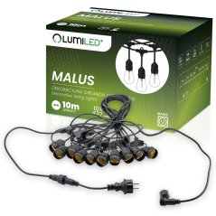 Vonkajšia záhradná girlanda MALUS svetelný reťazec 10m 10x E27 LUMILED