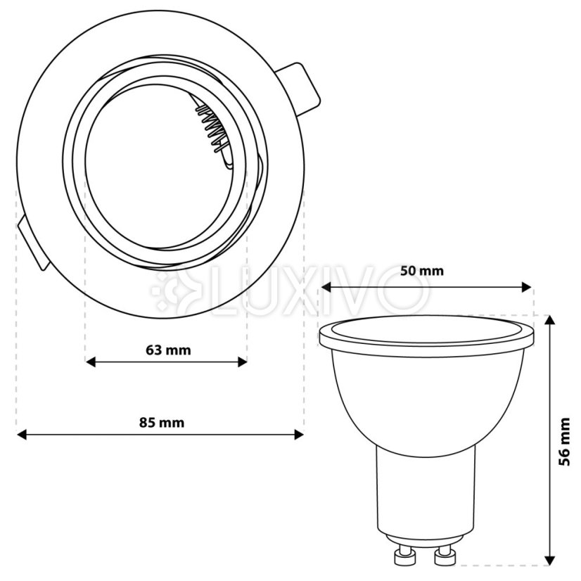 Zapustené halogénové svietidlo okrúhle pohyblivé TRIX 3v1 GU10 6W 4000K brúsené strieborné LUMILED