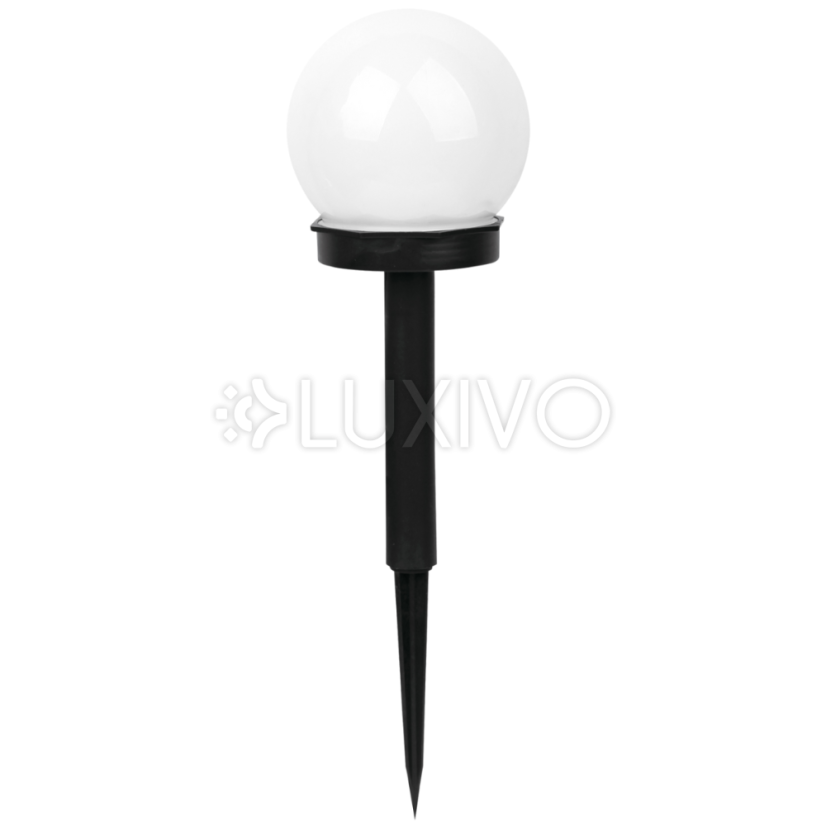 LED záhradná lampa na solárny pohon WHITE BALL 10cm GOLDLUX (Polux)