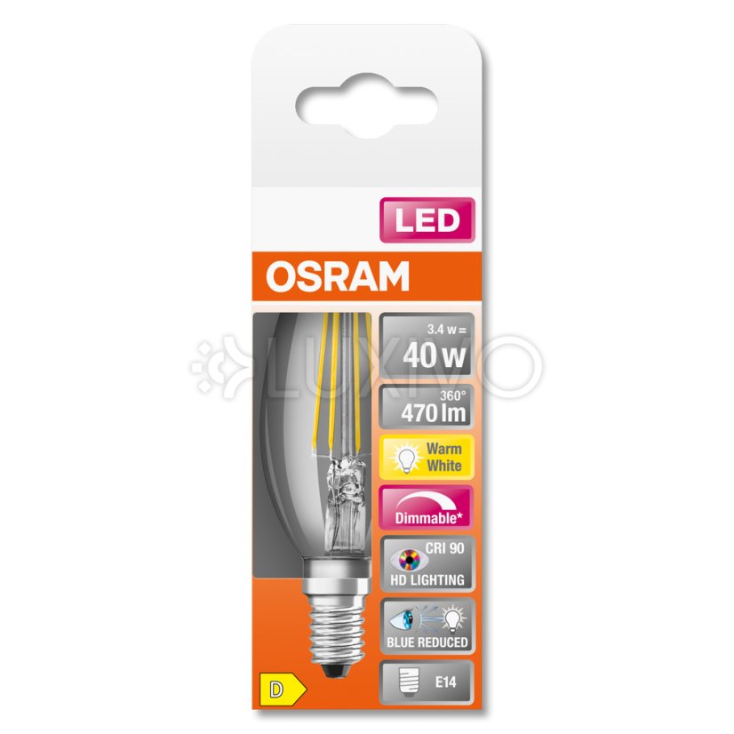 LED žiarovka E14 B35 3,4W = 40W 470lm 2700K Warm 300° CRI90 Žiarovka OSRAM SUPERSTAR+ Stmievateľná