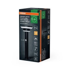 Záhradný solárny stĺpik LED so senzorom pohybu a súmraku 6W 400lm 3000K teplá stmievateľná čierny IP44 Endura Osram