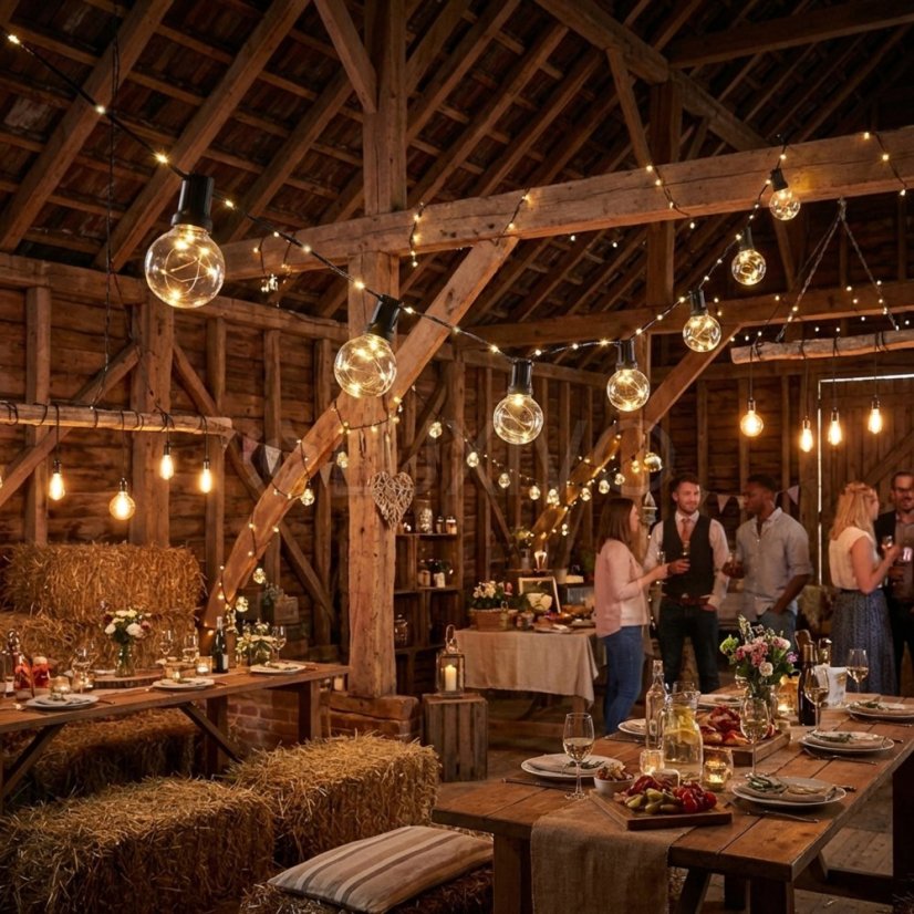 Záhradná solárna girlanda 20x LED dekoratívne žiarovky 10, 55m 3000K teplá + diaľkové ovládanie AURA LUMILED