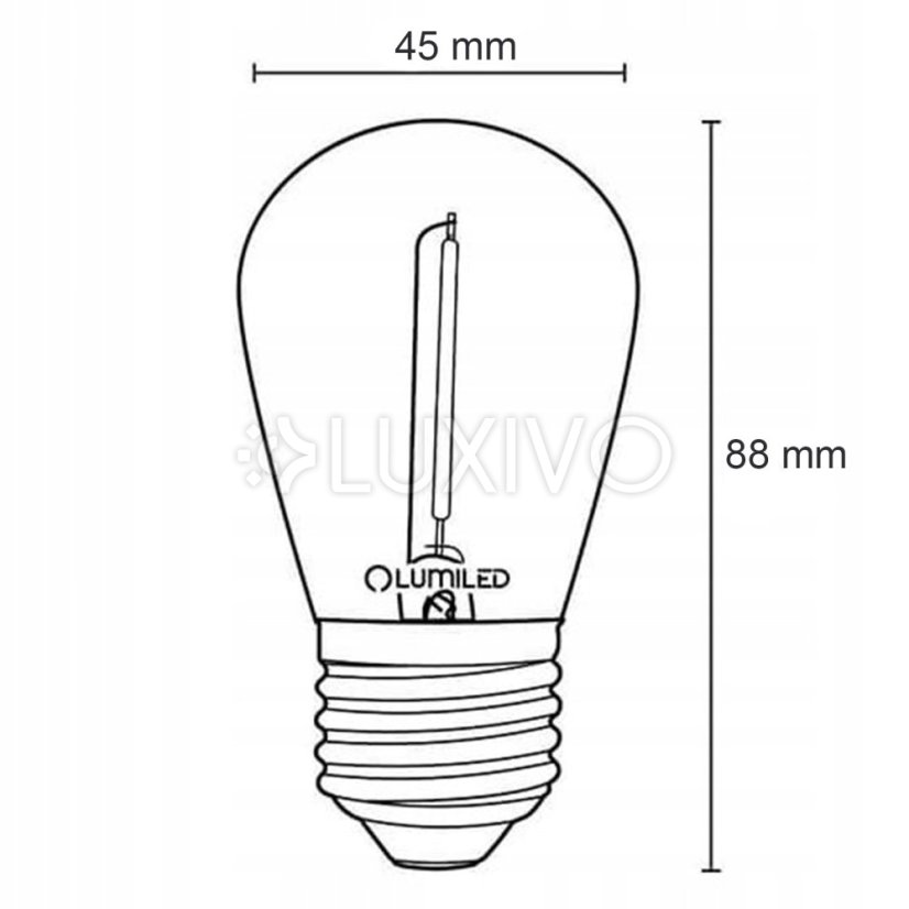 5-PAK LED žiarovka E27 ST14 1W = 10W 2700K Warm 100lm vlákno pre Girland LUMILED