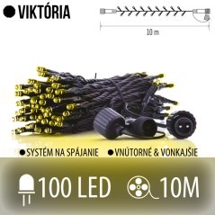 Viktória spojovateľná led svetelná reťaz vonkajšia - 100led - 10m teplá biela