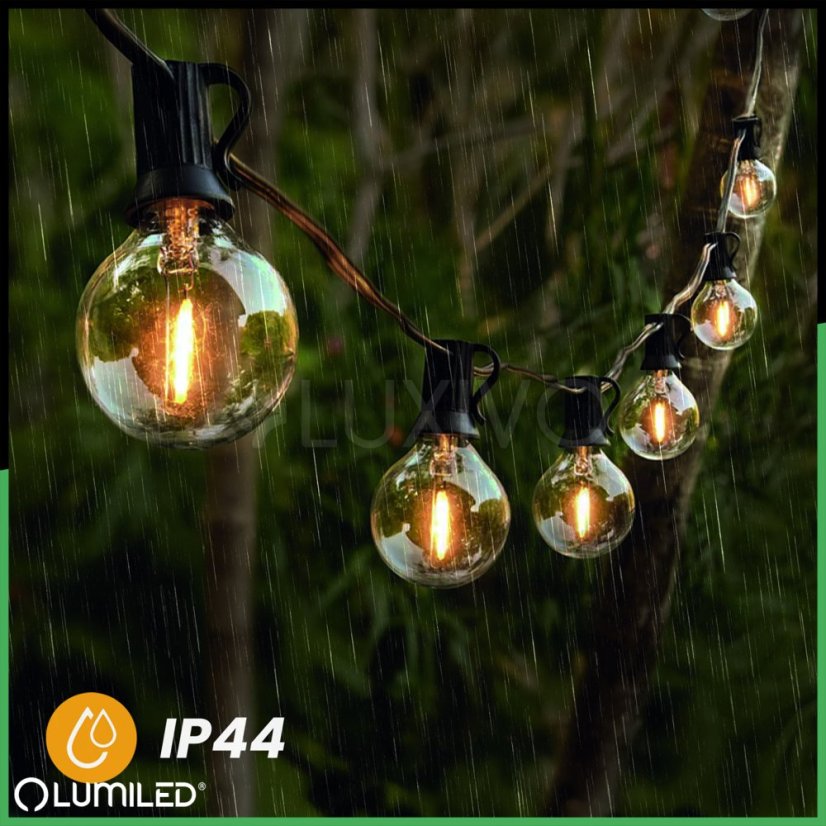 Solárna záhradná girlanda 40x LED ozdobné guľôčky 19, 55m 2700K teplá + diaľkový ovládač CALLIS2 LUMILED