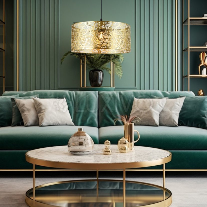 Kvetinový vzor Povrchové závesné stropné svietidlo 1xE27 zlaté MILAGRO