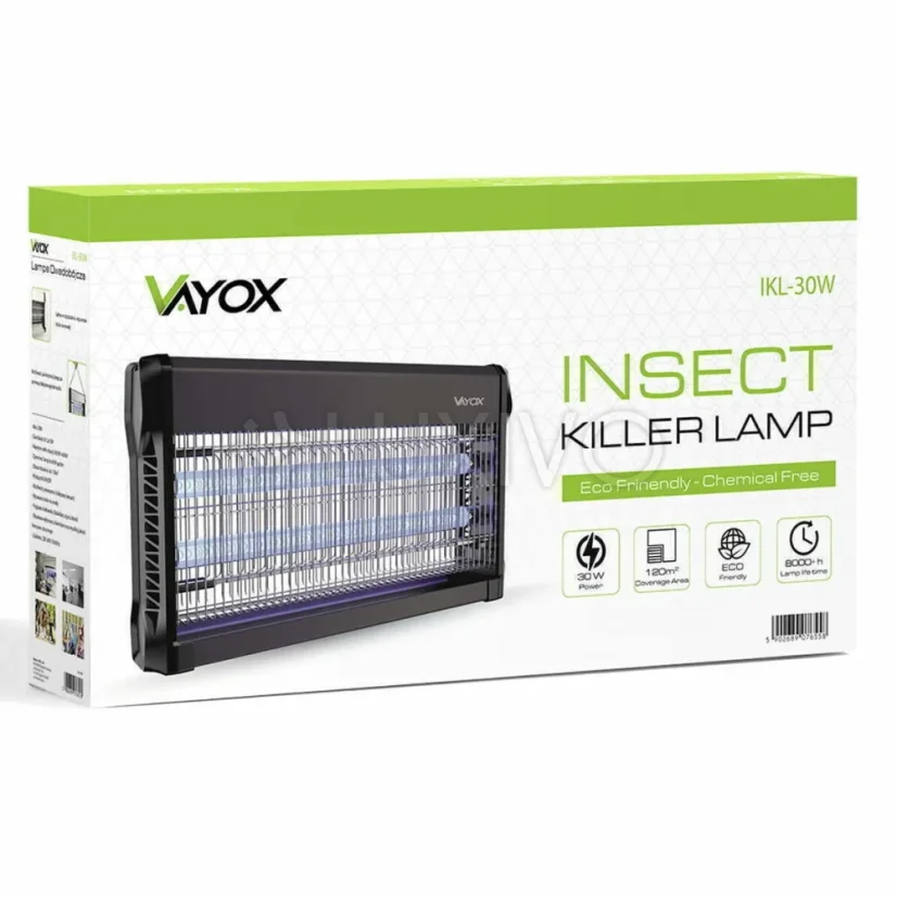 Insekticídna lampa Elektrická pasca 120m2 na muchy komáre hmyz VAYOX