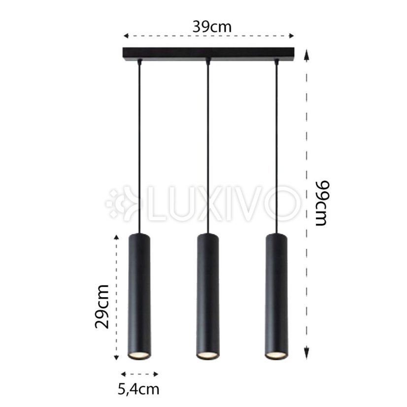 KEON stropné závesné svietidlo 3xGU10 nastaviteľná trubica čierna MASTERLED