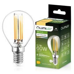 LED žiarovka E14 P45 7W = 60W 806lm 3000K Warm 360° Filament LUMILED