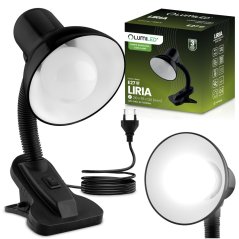 Stolová lampa nastaviteľná LIRIA školská nočná E27 klip čierna LUMILED