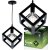 Závesná stropná lampa geometrická štvorcová LED E27 TALUS čierna LUMILED