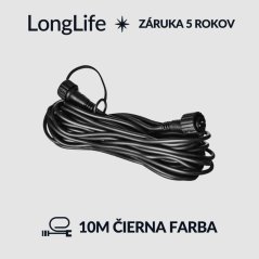 LongLife predlžovací kábel pre spojovateľné reťaze - 10m - čierny