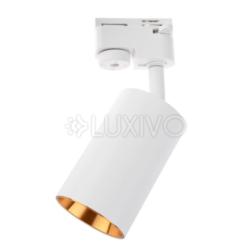 Reflektor koľajnicový GU10 bielo - zlatá SAGI lampa do jednofázového koľajnicového osvetlenia LUMILED
