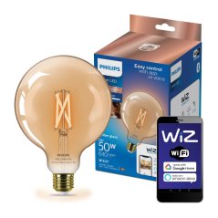 LED žiarovka E27 Sphere G125 7W = 50W 640lm 2000-5000K TW FILAMENT Amber Smart SMART WiFi Bluetooth App WiZ Philips