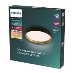 LED povrchové svietidlo 24W 2700lm 2700K SceneSwitch Black Hanno Philips