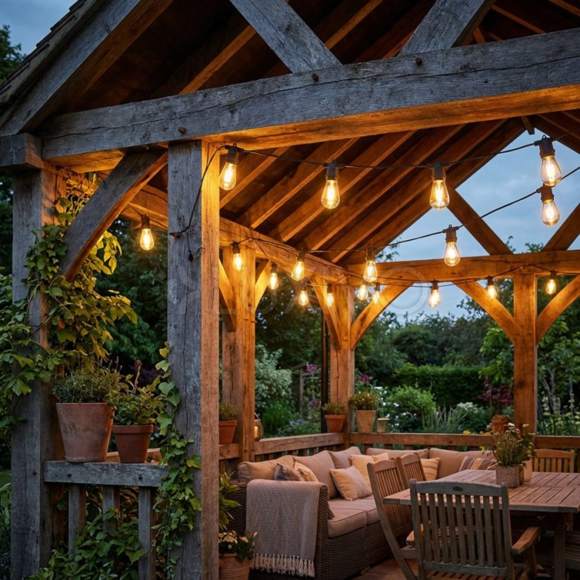 Solárna záhradná girlanda 40x LED dekoratívne žiarovky 20m 2700K teplá s diaľkovým ovládaním SOLENA LUMILED