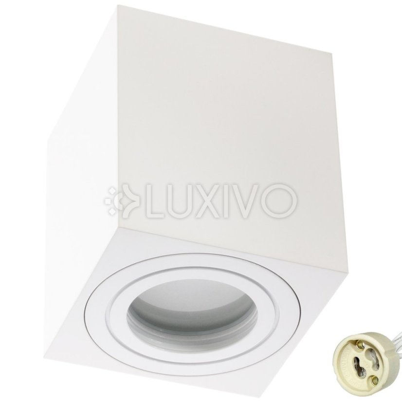 HALOGEN Vodotesná hliníková SPOT TUBA 95mm IP44 Biela AQUARIUS SQUARE Kobi