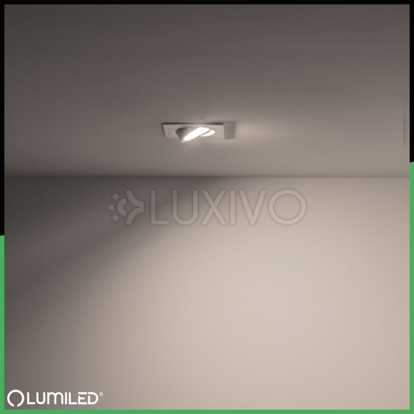 Zapustené svietidlo halogénové štvorcové pohyblivé TRIX 3v1 GU10 6W 3000K kartáčovaná strieborná LUMILED