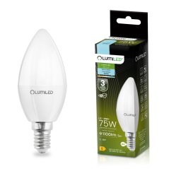 LED žiarovka E14 sviečka B35 10W = 75W 1100lm 6500K studená 180° LUMILED