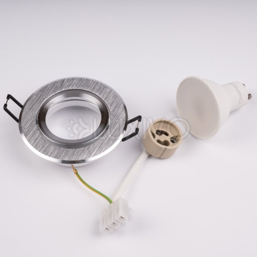 Zapustené halogénové svietidlo okrúhle pohyblivé TRIX 3v1 GU10 6W 4000K brúsené strieborné LUMILED