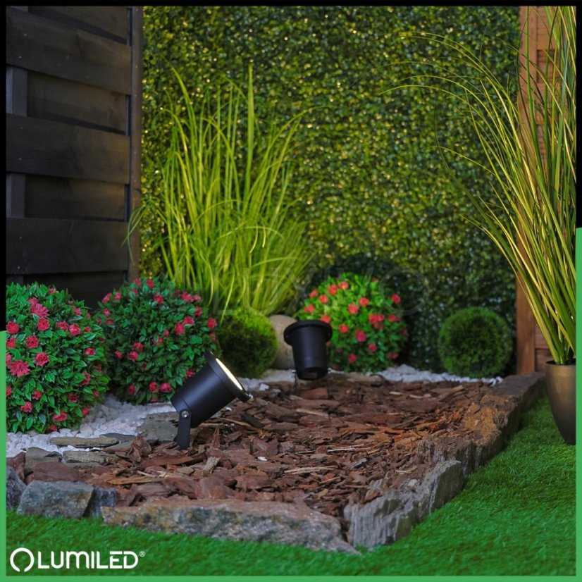 Záhradné svietidlo LED GU10 IP65 WATERPROOFED čierne s 1m káblom HORTI LUMILED