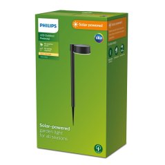 Záhradná Solárna lampa LED 1,5 W 200 lm 2700 K čierna Vynce Philips