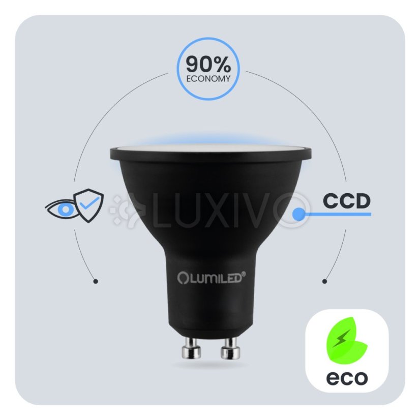 LED žiarovka GU10 reflektor PAR16 6W = 50W 600lm 4000K neutrálna 120° čierna LUMILED