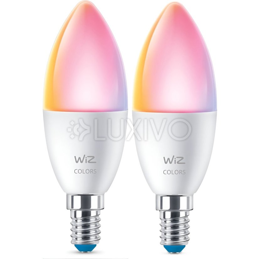 2x LED žiarovka E14 Candle C37 4,9W = 40W 470lm 2200-6500K RGB + TW Smart SMART WiFi Bluetooth App WiZ