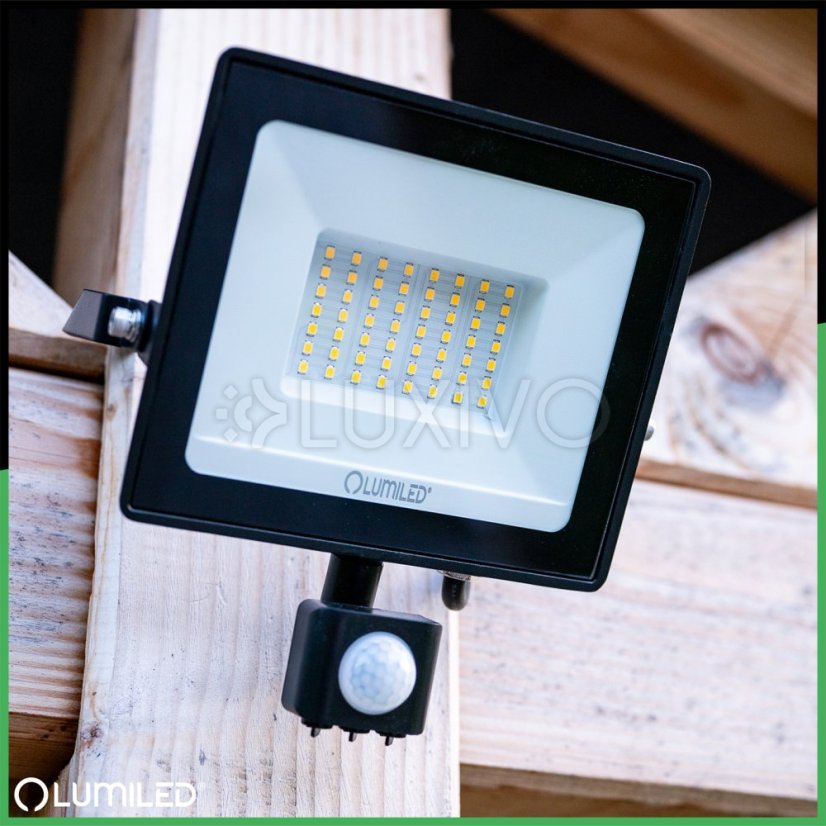 LED reflektor ZUNA2 50W 4500lm 6500K IP44 Black Senzor pohybu LUMILED