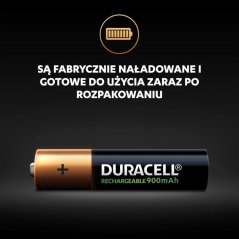 Nabíjacie batérie Duracell Rechargeable AAA 900MAH HR03 Blister 4ks