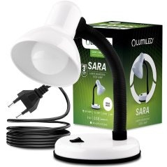 Stolná lampa nastaviteľná SARA školská nočná E27 biela LUMILED