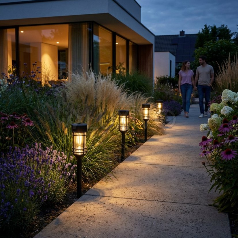 Komplet 4x Solárna záhradná lampa LED ANIGO 2700K zapichovacia vonkajšia stĺpiková lampka LUMILED
