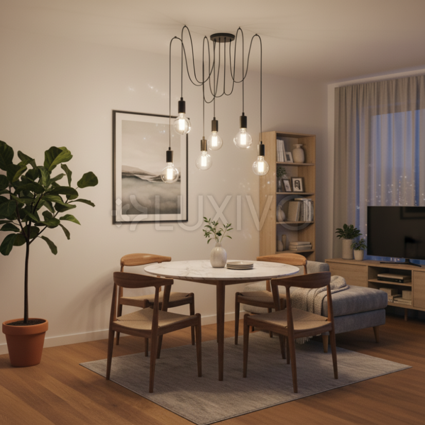 Závesná stropná lampa ARANE pavúk 6 ramien pre LED 6x E27 LUMILED