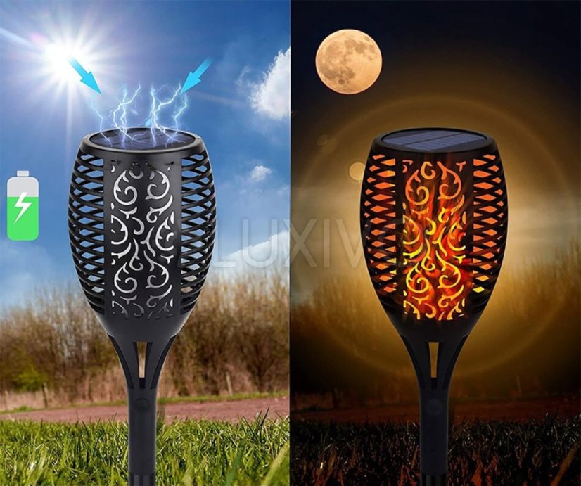 LED IGNIS Solárne záhradné svietidlo s efektom plameňa 50 cm LUMILED