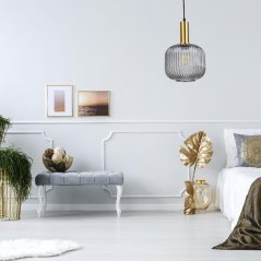 Závesná lampa E27 zlatá sivá CUMBRIA Goldlux