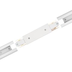 Priamy spojovací diel s napájaním biely pre jednofázové lištové systémy LUMILED