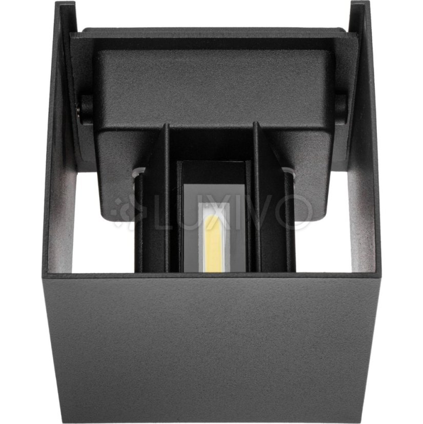LED fasádne nástenné svietidlo 2x3W 4000K Nastaviteľné zhora nadol Čierna PICEA LUMILED