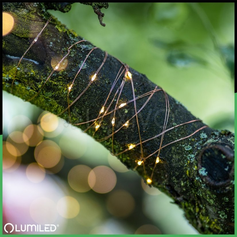 Solárna záhrada Girlanda 100 LED 12m 2700K Teplá biela LUMILED