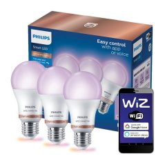 3x LED žiarovka E27 A60 8,8W = 60W 806lm 2200-6500K RGB + TW Smart SMART WiFi Bluetooth App WiZ Philips