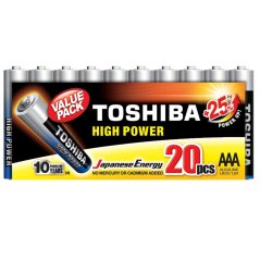 Alkalické batérie TOSHIBA HIGH POWER LR03 AAA 1,5 V PACK 20 ks