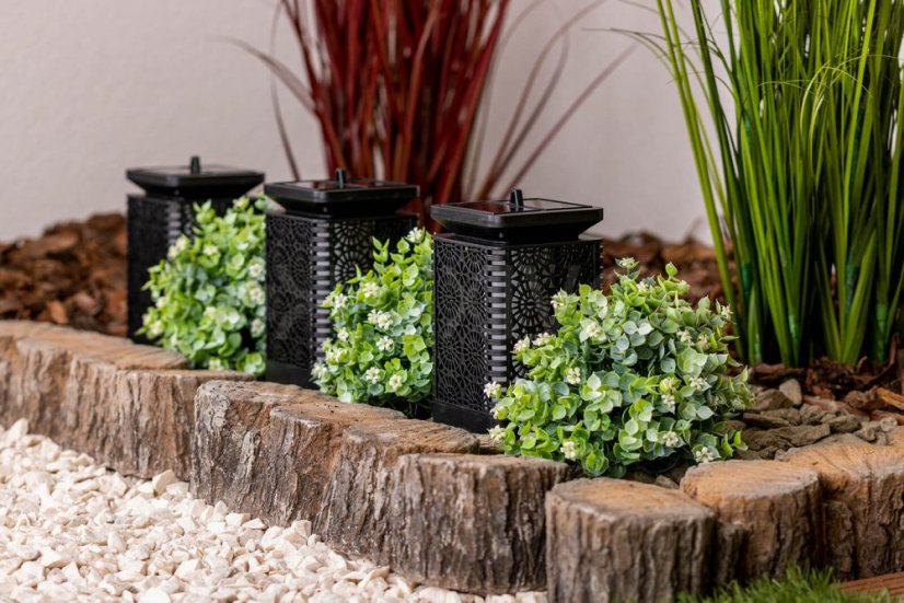 Záhradný lampáš LED Solar Decorative Flame Square 17cm